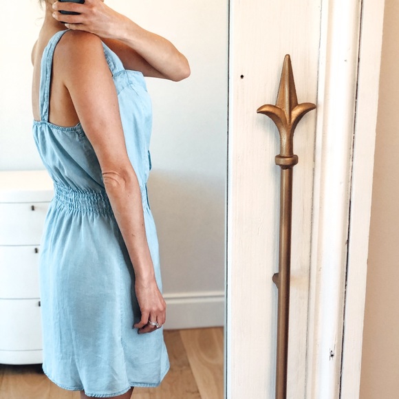 🟡 SALE! CAPRI Blue Sleeveless Tencel Button Dress - Picture 3 of 4